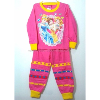 L-PJG-025-THG ชุดนอนเด็กการ์ตูน สีชมพู ลายเจ้าหญิง thgm-Size-100/S