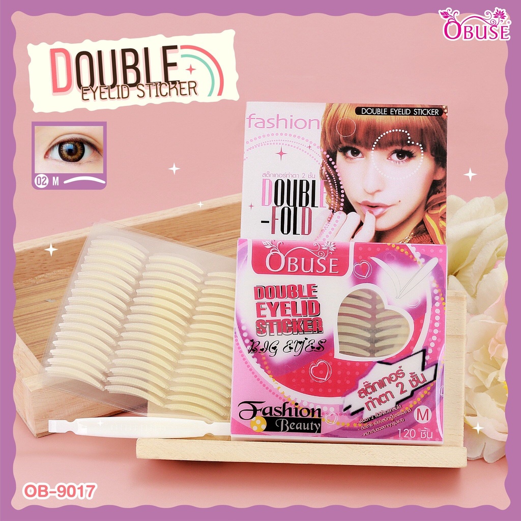 พร้อมส่ง-ตา2ชั้นobuse-ob9017-double-eyelid-sticker-สติ๊กเกอร์ทำตา-2-ชั้น-สีใส