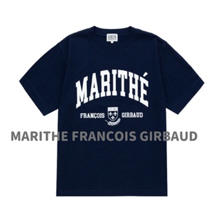 Marithe FRANCOIS GIRBAUD สินค้าใหม่ เสื้อยืดคอกลม แขนสั้น พิมพ์ลาย ทรงหลวม สไตล์เกาหลี สําหรับผู้หญิง