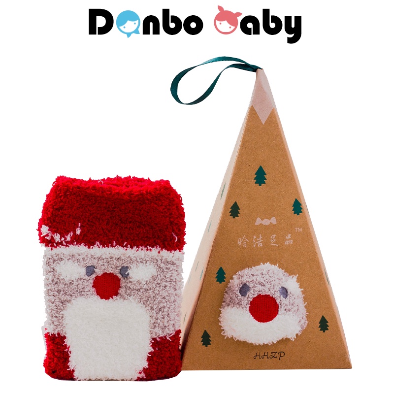 danbobaby-กล่องสุ่ม-ถุงเท้าผ้ากํามะหยี่-ลายการ์ตูนซานตาคลอส-กวางเอลก์-คริสต์มาส-สําหรับเด็ก-christmas