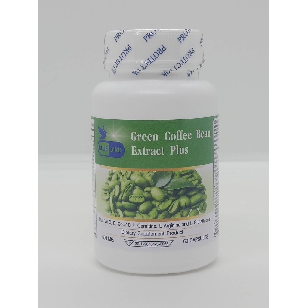 สารสกัดจากเมล็ดกาแฟไม่คั่ว-พลัส-green-coffee-bean-extract-plus-ตรา-บลูเบิร์ด-ขนาด-600-มิลลิกรัม-60-แคปซูล