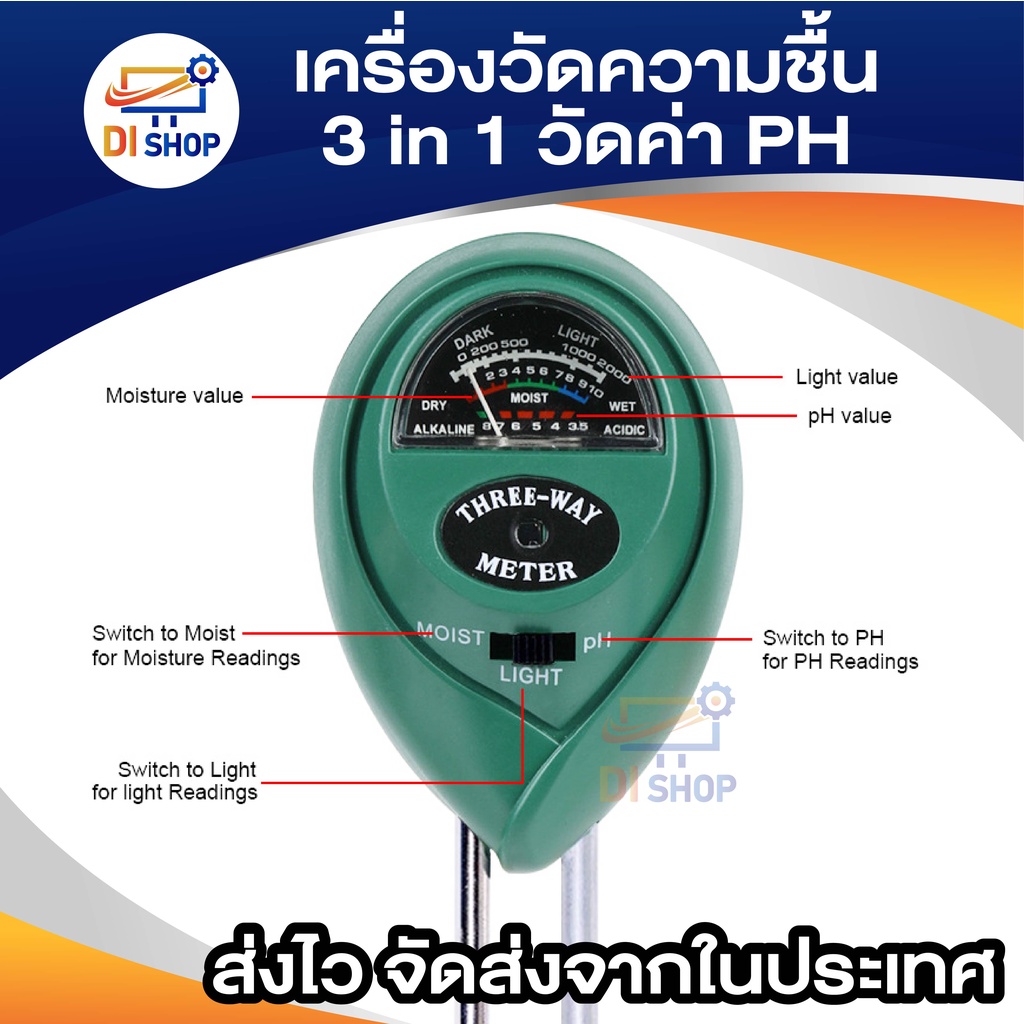 เครื่องวัดค่า-ph-ความชื้น-เครื่องทดสอบดิน-light-และค่าph-เป็นกรด