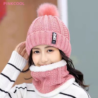 Pinkcool หมวกบีนนี่ ผ้าถักหนา ให้ความอบอุ่น ลายตัวอักษร เหมาะกับฤดูหนาว สําหรับผู้หญิง ขายดี