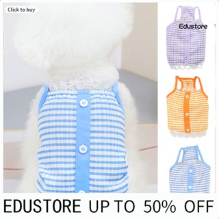 Edustore เสื้อกั๊กลําลอง ระบายอากาศ ลายสก๊อต แต่งลูกไม้ แฟชั่นฤดูร้อน สําหรับสัตว์เลี้ยง สุนัขขนาดเล็ก