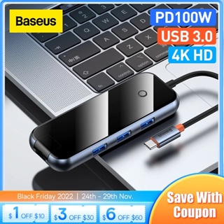 Baseus อะแดปเตอร์ฮับ USB C 4K HDMI RJ45 USB 3.0 สําหรับ MacBook Pro Air iPad Pro 2021 M1 M2 Type C