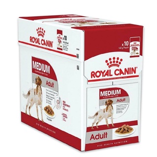 Royal Canin Medium Adult Gravy Dog Pouch 10 ซอง รอยัลคานิน อาหารเปียกสุนัข พันธุ์กลาง อาหารพันธุ์กลาง อาหารสุนัข