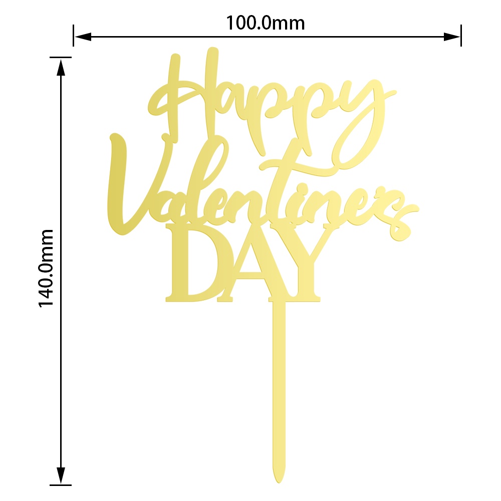 ป้ายอะคริลิค-happy-valentines-day-สีทอง-สําหรับตกแต่งเค้ก-10-ชิ้น
