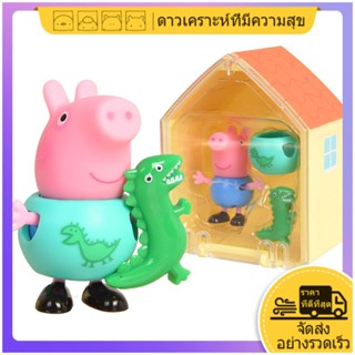 Peppa Pigs Cabin Peppa Pig แกล้งเล่นของเล่นแบบโต้ตอบสําหรับเด็กบ้านตุ๊กตาของเล่นเด็กสําหรับเด็กผู้หญิงแกล้งทําเป็นเล่นชุด