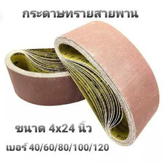 กระดาษทรายสายพาน กระดาษทรายรถถัง ขนาด 4 x 24 นิ้ว (100×610mm.) กระดาษทราย ผ้าทรายสายพาน เบอร์ 40/60/80/100/120 (1 ชิ้น)