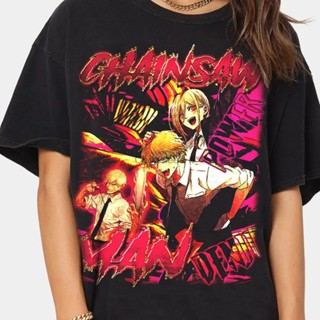 เสื้อยืด พิมพ์ลายอนิเมะ Chainsaw Man Denji Chainsaw Man สไตล์วินเทจ สําหรับผู้ชาย BYTE BCWW