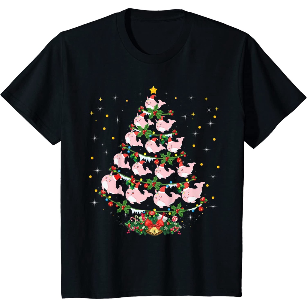 เสื้อยืด-พิมพ์ลายซานต้า-นารูฮอล-ของขวัญคริสต์มาสเสื้อคู่รัก