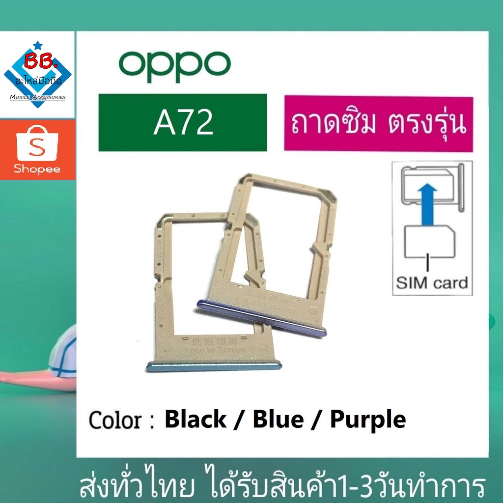 ถาดซิม-oppo-a72-ที่ใส่ซิม-ตัวใส่ซิม-ถาดใส่เมม-ถาดใส่ซิม-sim