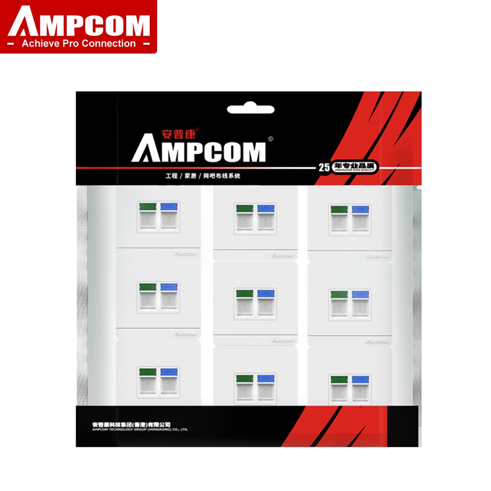 ampcom-ซ็อกเก็ตติดผนัง-10-แพ็ค-rj11-rj45-1-พอร์ต-2-พอร์ต-4-พอร์ต