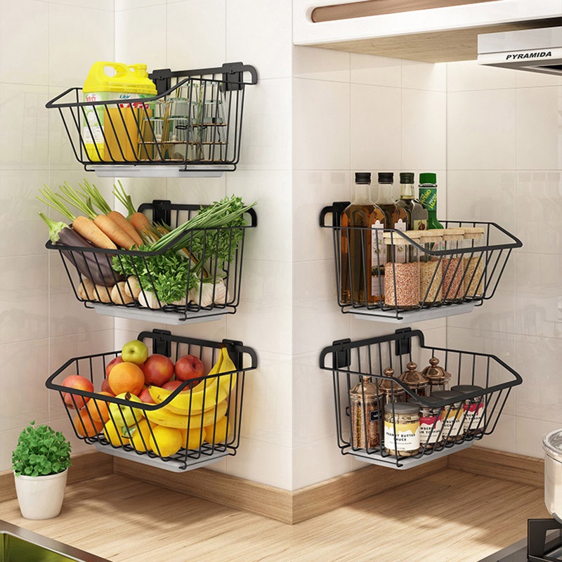 kitchen-storage-basket-stainless-steel-fruit-vegetable-drain-storage-organizer-wall-mounted-spice-rack-dish-shelf-kitche