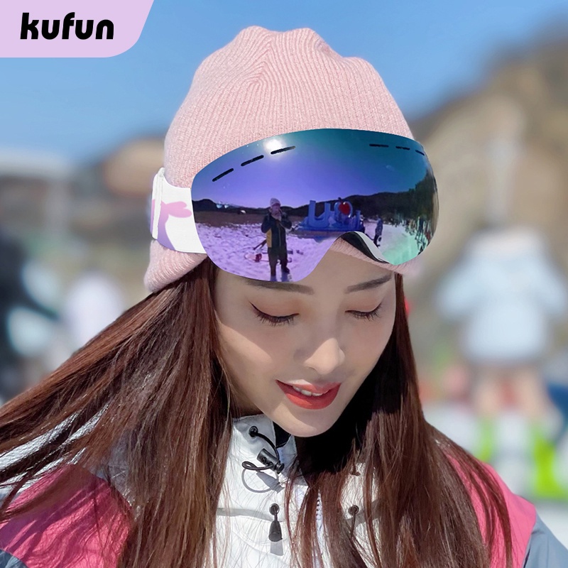 ภาพหน้าปกสินค้าKufun แว่นตาสกี ป้องกันหมอก ทรงกลม หิมะ สําหรับผู้หญิง ผู้ชาย และเด็ก