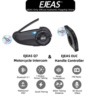 Ejeas Q7 ชุดหูฟังบลูทูธ 5.1 กันน้ํา พร้อมรีโมตคอนโทรล EUC สําหรับหมวกกันน็อครถจักรยานยนต์ Shoei AGV KYT Yamaha Honda Forza 250 2 ชิ้น