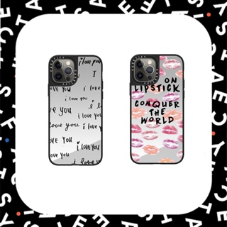 Casetify เคสโทรศัพท์มือถือ ซิลิโคนนุ่ม ลายริมฝีปาก สร้างสรรค์ พร้อมกระจก สําหรับ iPhone 11 12 13 14 Plus Pro Max