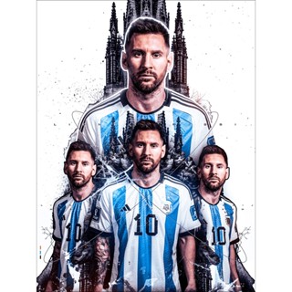 โปสเตอร์Messi เมสซี่ ทีมฟุตบอลอาร์เจนตินา แชมป์ฟุตบอลโลก2022 Argentina Champion World Cup โปสเตอร์ขนาดใหญ่ วินเทจ