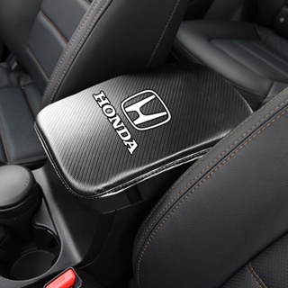 Honda คาร์บอนไฟเบอร์หนัง Car Armrest Pad Mat ภายในกล่อง Universal ที่พักแขนเบาะรองนั่งสำหรับรถพยุงข้อศอกอุปกรณ์เสริม