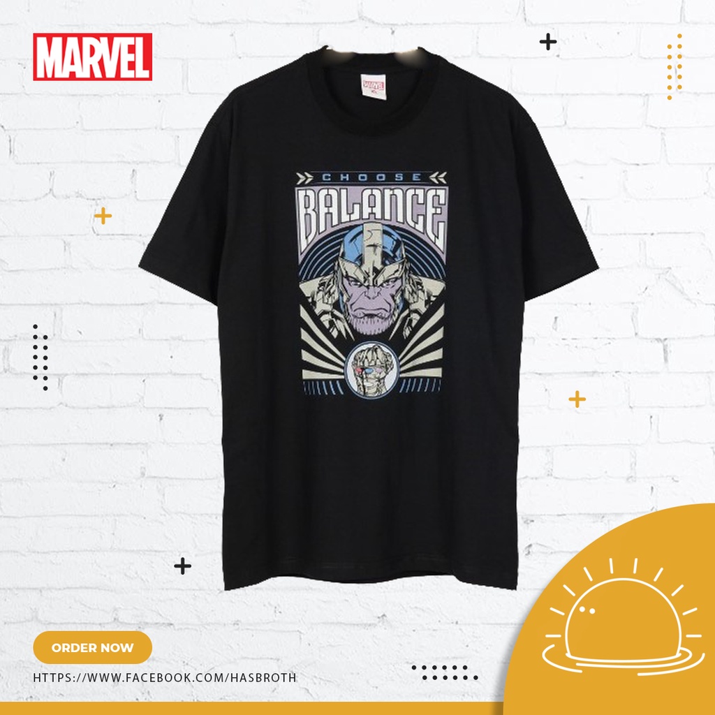 เสื้อยืดลิขสิทธิ์แท้-marvel-thanos-black-size-xl-marvel-comics-cotton-black-t-shirt-size-xl-เสื้อยืด-สีดำ-คอกลม