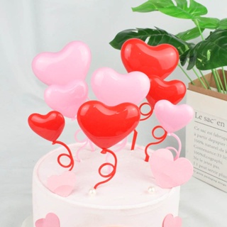 4 ชิ้น / เซต สีแดง ความรัก เค้กตกแต่ง สีแดง สีชมพู สีฟ้า เค้กด้านบน วันวาเลนไทน์ วันเกิด งานแต่งงาน เค้ก ตกแต่งบทความ