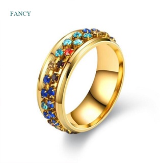 Fancy แหวนหมั้น ประดับหิน สีเหลือง สีทอง หรูหรา สไตล์วินเทจ สําหรับผู้หญิง