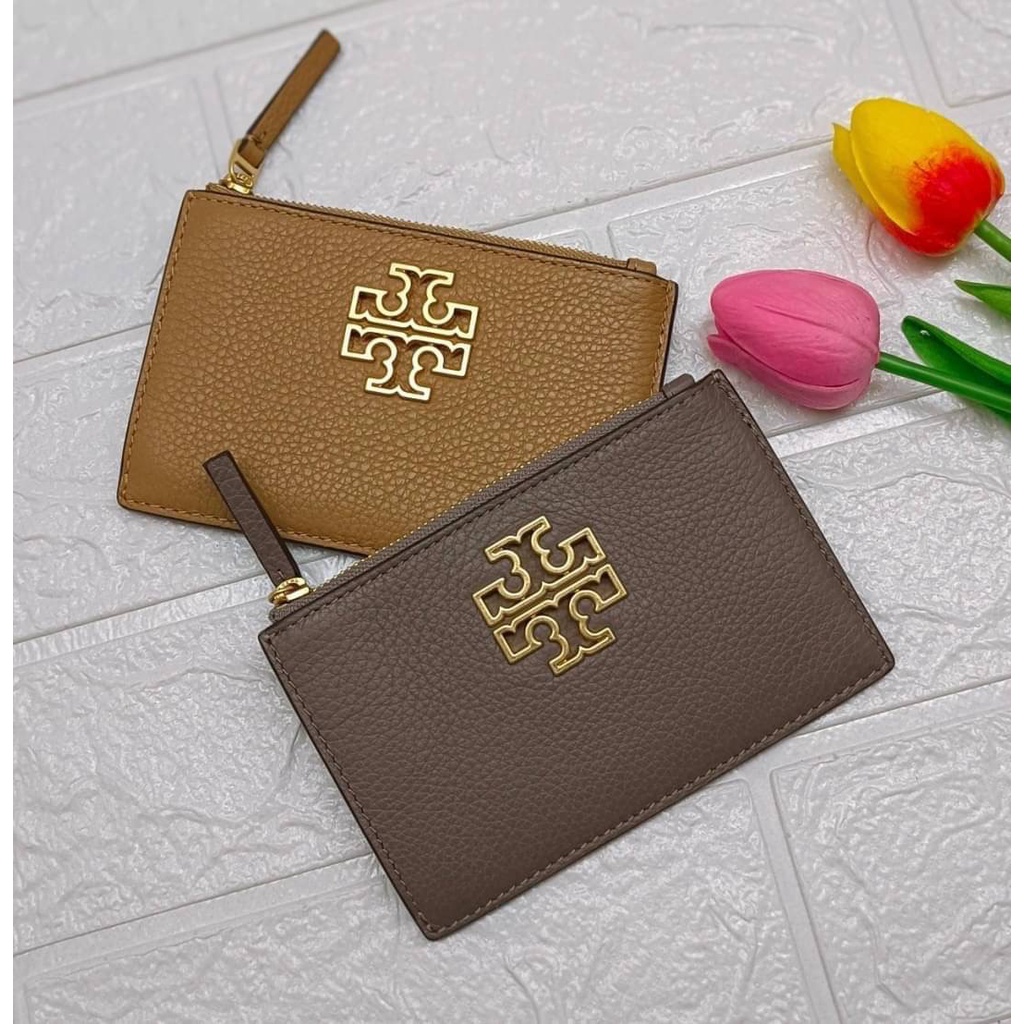 Tory Burch Britten ZIP Card Case กระเป๋าสตางค์ แบบใส่บัตร ใส่