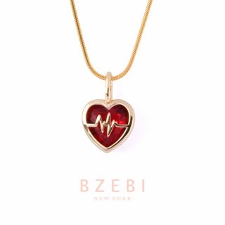 BZEBI สร้อยคอแฟชั่น ทอง หัวใจ necklace ประดับเพทายเทียม และพลอยเทียม สไตล์เกาหลี สําหรับผู้หญิง ไม่ลอกไม่ดํา สําหรับผู้หญิง 601n