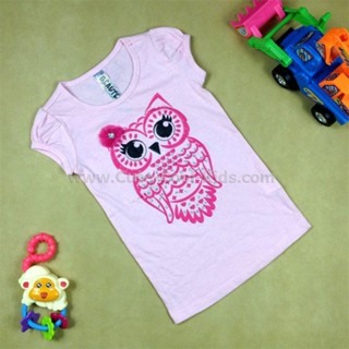 TSG-787 เสื้อยืดเด็กผู้หญิงลายนกฮูก Size-100 (3-4Y)