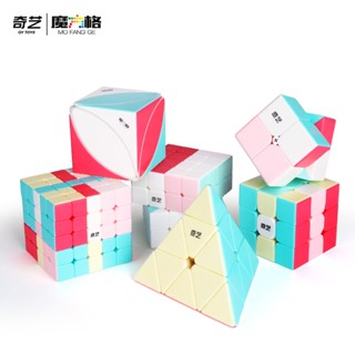 Qiyi ลูกบาศก์นีออน 2x2 3x3 สีมาการอง ไร้สติกเกอร์