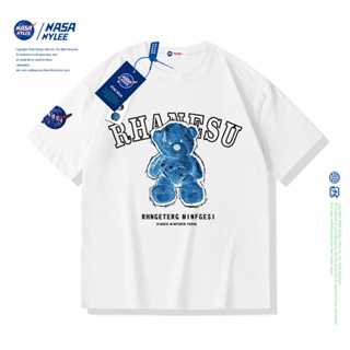 เสื้อยืดแขนสั้น ผ้าฝ้าย พิมพ์ลายหมี NASA เข้ากับทุกการแต่งกาย แฟชั่นฤดูร้อน สําหรับผู้ชาย ใหม่_30