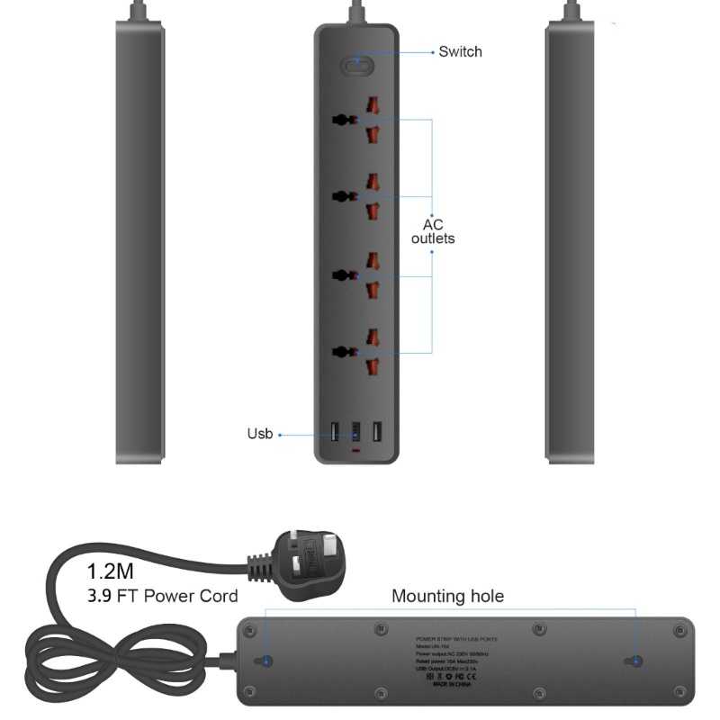 ลดราคาสูง-doublebuy-รางปลั๊กไฟ-ac-outlets-3x-พอร์ต-usb-7-in-1-4-ชิ้น