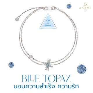 A.CEMI Blue Topaz 12 Fortune Star Bracelet สร้อยข้อมือบลูโทแพซ มอบความสำเร็จ ความรัก สร้อยข้อมือพลอยแท้ ของขวัญแฟน