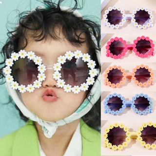[ลด15%โค้ด15DD15]แว่นตากันแดด แว่นเด็ก ทรงกลม ลายดอกไม้ ป้องกันรังสียูวี 400 สําหรับเด็ก CJ18