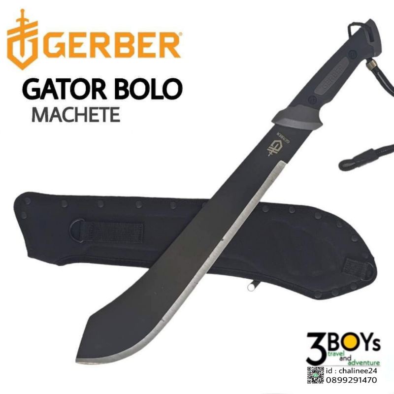 มีด-gerber-แท้-รุ่น-gator-bolo-มีด-machete-ที่แข็งแกร่ง-ใบมีด-1055-carbon-steel-เคลือบ-satin-สีดำ-พร้อมปลอกใส่