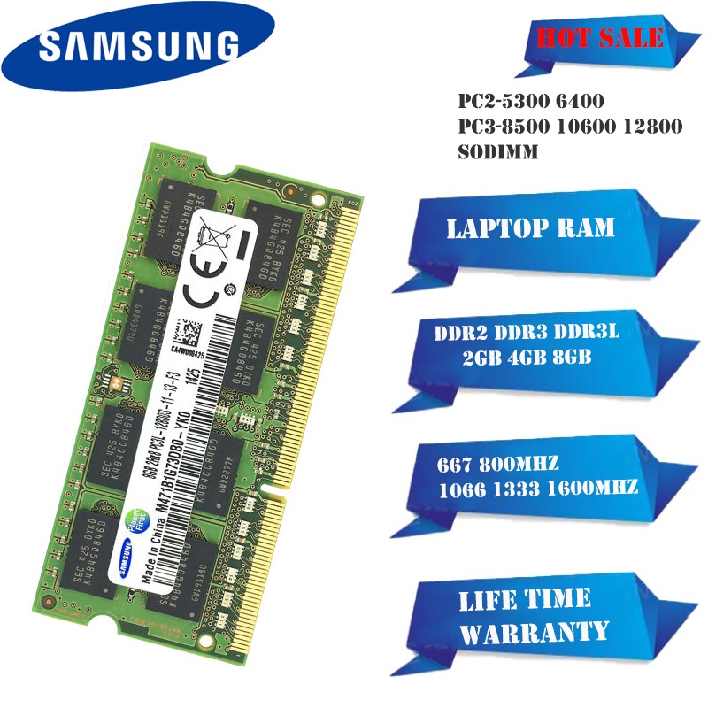 ใหม่-แรมหน่วยความจําแล็ปท็อป-samsung-ddr3-ddr3l-2g-4g-8g-1066-1333-1600mhz-ddr2-2gb-800-667mhz