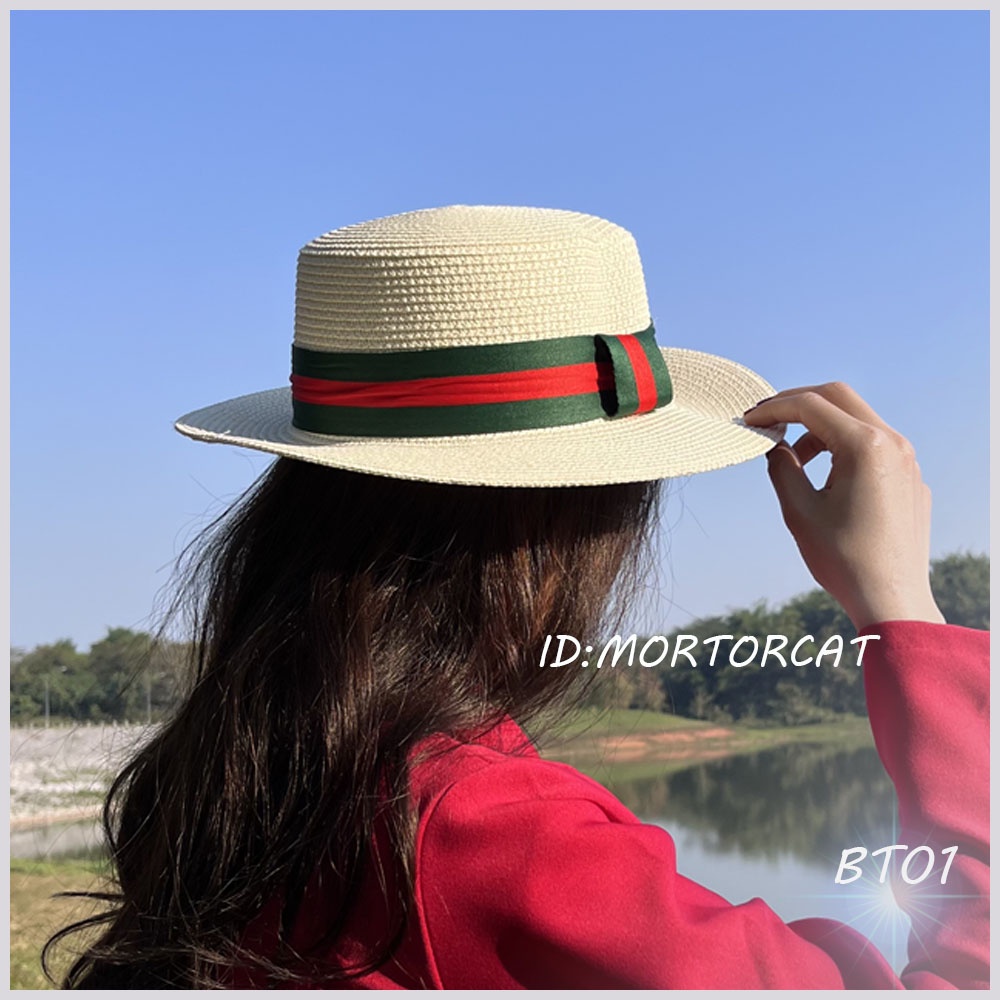 หมวกกันแดก-หมวกโบสเตอร์-boater-hats-สินค้าคุณภาพดีรูปถ่ายของร้านจริง-ตรงปก-ส่งจากเชรียงรายทุกวัน-shipping-from-thailand