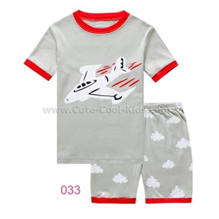 S-FAB-033 ชุดนอนเด็กผู้ชายแขนสั้นขาสั้น สีเทาเครื่องบิน