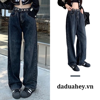 DaDulove💕 New Korean Version of Retro Jeans Niche High Waist Loose Womens Wide Leg Pants Fashion Womens Clothing