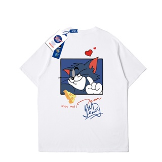 เสื้อยืดใหม่ เสื้อยืดแขนสั้น พิมพ์ลายการ์ตูน NASA Tom and Jerry Tom แฟชั่นคู่รัก สําหรับผู้ชาย ผ้า  100% พร้อมส่ง  _29