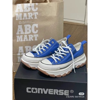 Converse ครบรอบ 100 ปี รองเท้าผ้าใบ ข้อสั้น พื้นหนา สีฟ้า สไตล์ญี่ปุ่น สําหรับทุกเพศ -2103