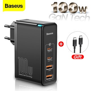 [ฟรีสายเคเบิล 100w PD] Baseus 100W GaN USB Type C ที่ชาร์จ QC ชาร์จเร็ว 4.0 3.0-De สําหรับ iPhone 13 mini Pro Max Macbook