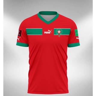 เสื้อกีฬาแขนสั้น ลายทีมชาติฟุตบอลโลก Morocco Home 2022