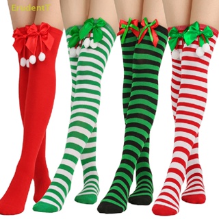 [ErudentT] ถุงเท้ายาวถึงเข่า ลายทางคริสต์มาส สําหรับเด็กผู้หญิง [ใหม่]