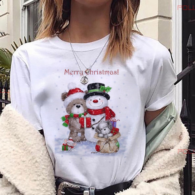 ready-stock-merry-christmas-santa-claus-blouse-women-new-year-holiday-tee-shirtเสื้อยืดผู้หญิง