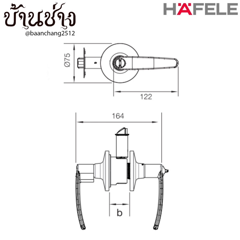 hafele-มือจับก้านโยก-ลูกบิดก้านโยก-สีทองเหลืองเงา-ห้องทั่วไป-ห้องน้ำ-489-10-789-489-10-793-489-10-187-489-10-191