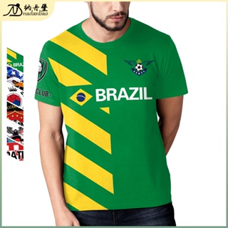 เสื้อกีฬาแขนสั้นลําลอง คอกลม ลายทีมชาติฟุตบอล Brazil Football Jersey ชุดเหย้า