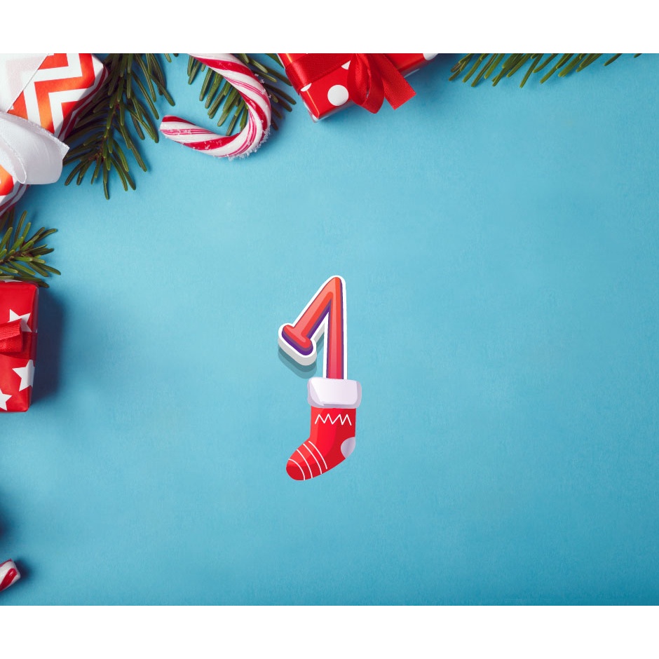 ตัวรีดติดเสื้อตัวเลข-0-9-คริสต์มาส-ขนาดสูง-5-cm-มีหมวกซานต้า-สติกเกอร์รีดติดเสื้อ