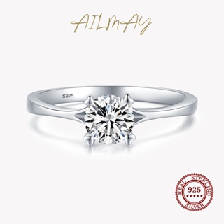 Ailmay แหวนเงินแท้ 925 รูปหัวใจ คุณภาพสูง เครื่องประดับ สําหรับผู้หญิง หมั้น งานแต่งงาน ของขวัญ