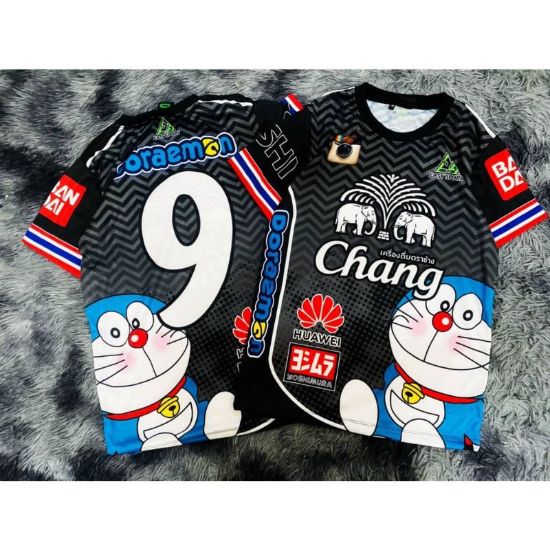 เสื้อยืด-พิมพ์ลายทีมชาติฟุตบอล-doraemon-พลัสไซซ์